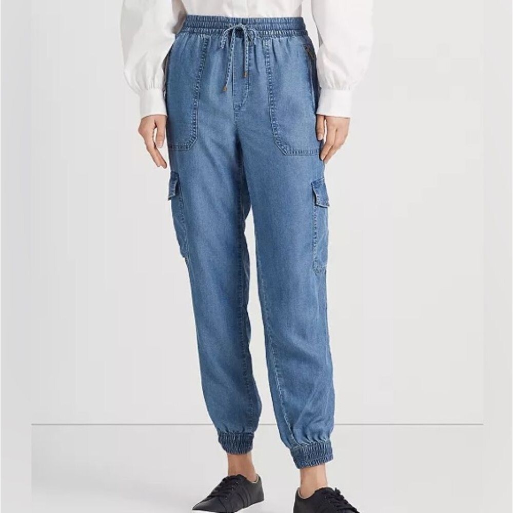 Lauren Ralph Lauren Womens Chambray Cargo Ankle Pants Size 2